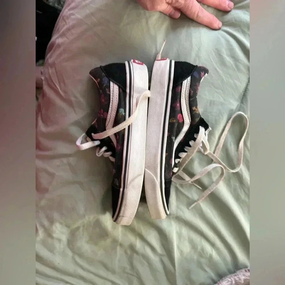 Vans Old Skool Classic Skate Shoes, Blk/trwht(Warped Floral) 3.5 men/5 w - Picture 10 of 11